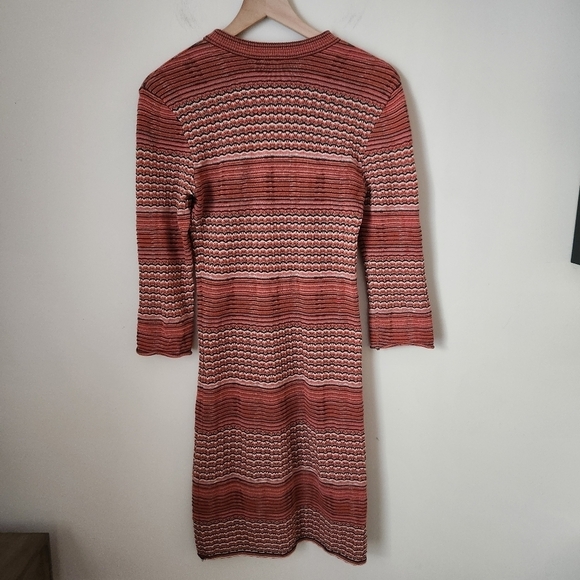 Free People | 70's Boho Groovy Knit 100% Cotton Bodycon Mini Dress - Size M - Picture 10 of 11
